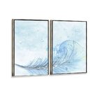 Kit 2 Telas Canvas Com Moldura Pena Aquarela Azul