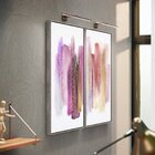 Kit 2 Telas Canvas Com Moldura Pincel Rosa Maquiagem