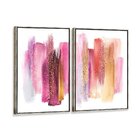 Kit 2 Telas Canvas Com Moldura Pincel Rosa Maquiagem