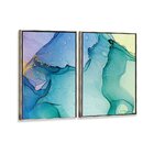 Kit 2 Telas Canvas Com Moldura Pintura Abstrata