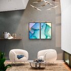 Kit 2 Telas Canvas Com Moldura Pintura Abstrata