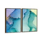 Kit 2 Telas Canvas Com Moldura Pintura Abstrata