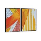 Kit 2 Telas Canvas Com Moldura Pintura Abstrata