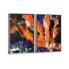 Kit 2 Telas Canvas Com Moldura Pintura Abstrata Colorido