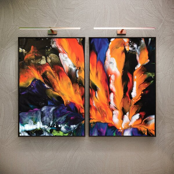 Kit 2 Telas Canvas Com Moldura Pintura Abstrata Colorido