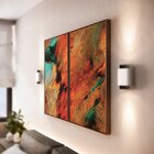 Kit 2 Telas Canvas Com Moldura Pintura Abstrata Com Brilho