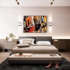 Kit 2 Telas Canvas Com Moldura Pintura Abstrata Tons De Laran