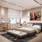 Kit 2 Telas Canvas Com Moldura Pintura Abstrata Tons De Laran