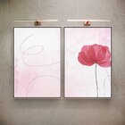 Kit 2 Telas Canvas Com Moldura Pintura Flor