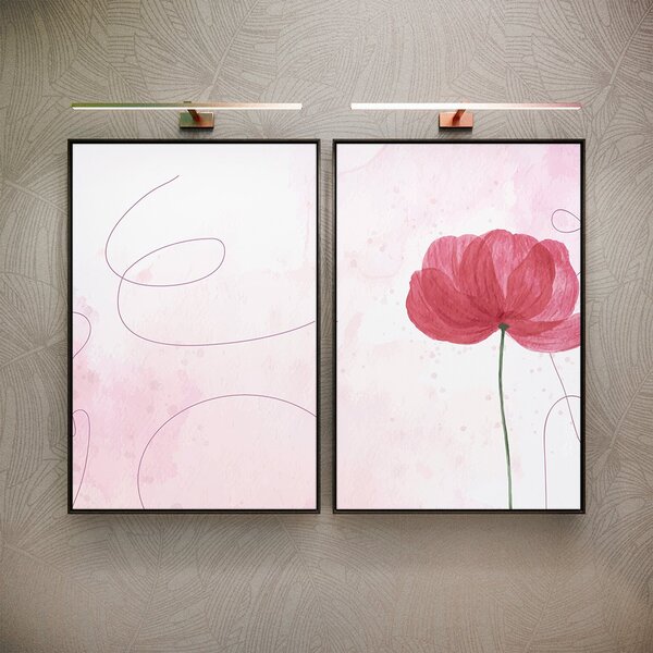 Kit 2 Telas Canvas Com Moldura Pintura Flor