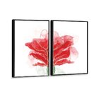 Kit 2 Telas Canvas Com Moldura Pintura Flor Vermelha Marmoriz