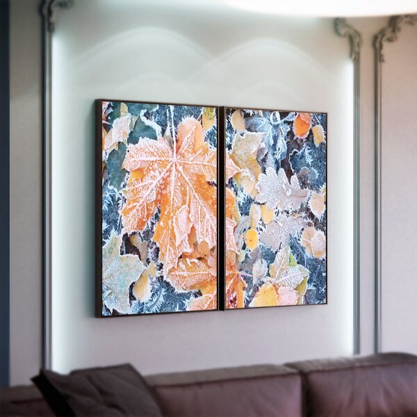Kit 2 Telas Canvas Com Moldura Plátano Geada