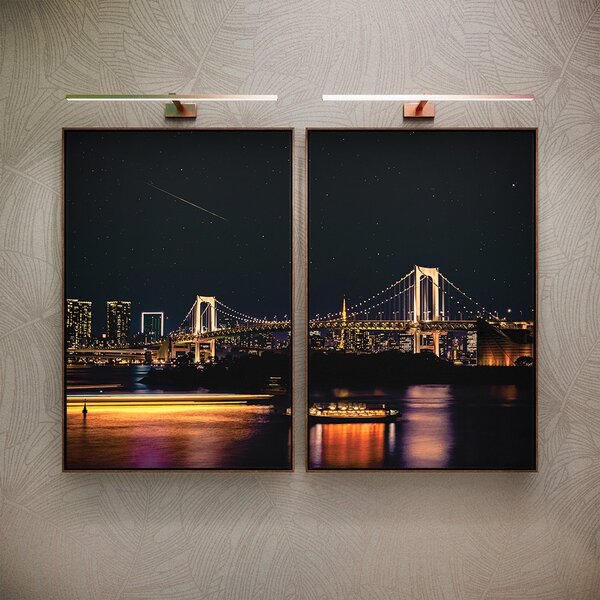 Kit 2 Telas Canvas Com Moldura Ponte Rainbow Bridge