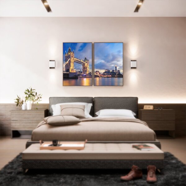 Kit 2 Telas Canvas Com Moldura Ponte Torre Londres