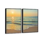 Kit 2 Telas Canvas Com Moldura Por Do Sol E Mar