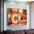 Kit 2 Telas Canvas Com Moldura Relógio