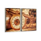 Kit 2 Telas Canvas Com Moldura Relógio