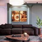 Kit 2 Telas Canvas Com Moldura Relógio