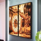 Kit 2 Telas Canvas Com Moldura Relógio