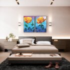 Kit 2 Telas Canvas Com Moldura Rosa Amarela