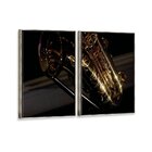 Kit 2 Telas Canvas Com Moldura Saxofone