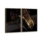 Kit 2 Telas Canvas Com Moldura Saxofone