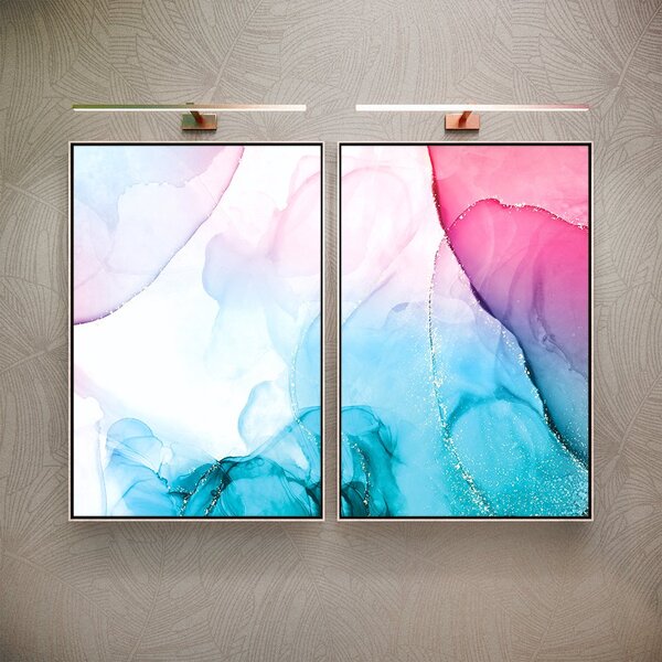 Kit 2 Telas Canvas Com Moldura Textura Abstrata Em Mármore Ro