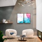 Kit 2 Telas Canvas Com Moldura Textura Abstrata Em Mármore Ro