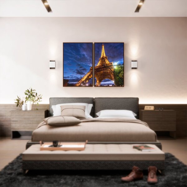 Kit 2 Telas Canvas Com Moldura Torre Eiffel