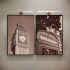 Kit 2 Telas Canvas Com Moldura Torre Eiffel Telephone