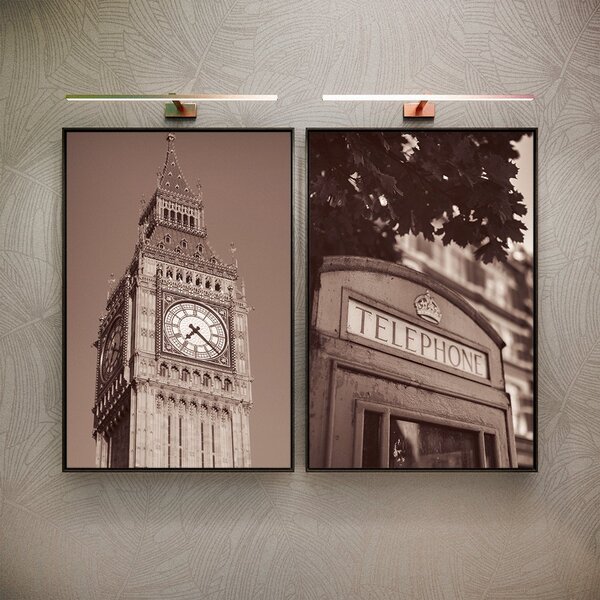 Kit 2 Telas Canvas Com Moldura Torre Eiffel Telephone