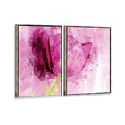 Kit 2 Telas Canvas Com Moldura Tulipa Rosa Aquarelada