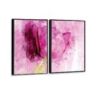 Kit 2 Telas Canvas Com Moldura Tulipa Rosa Aquarelada