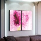 Kit 2 Telas Canvas Com Moldura Tulipa Rosa Aquarelada