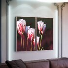 Kit 2 Telas Canvas Com Moldura Tulipas Branca E Vermelha