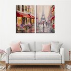 Kit 2 Telas Decorativas  Chuva Sobre Paris Torre Eiffel
