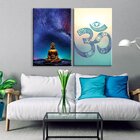 Kit 2 Telas Decorativas Buda E Símbolo Budismo