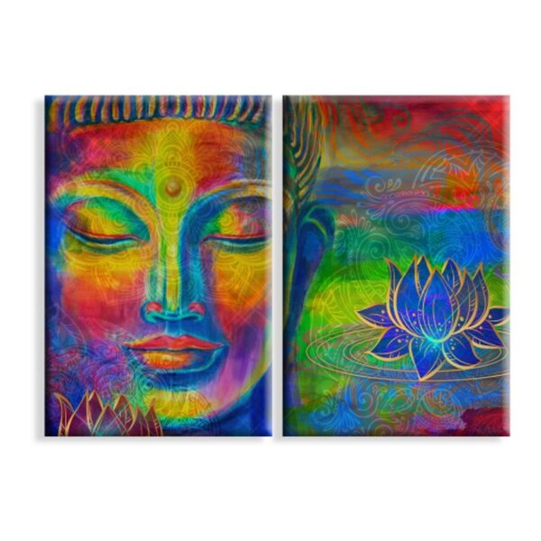 Kit 2 Telas Decorativas Buda Hindu Abstrato