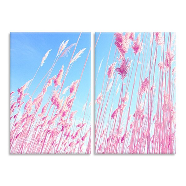 Kit 2 Telas Decorativas Capim Dos Pampas Rosa
