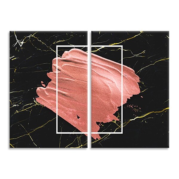 Kit 2 Telas Decorativas Efeito Marmorizado Preto E Gold