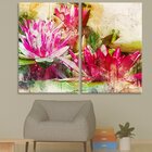 Kit 2 Telas Decorativas Flor De Lótus Aquarela