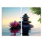 Kit 2 Telas Decorativas Flor De Lótus E Pedras Feng Shui