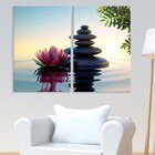 Kit 2 Telas Decorativas Flor De Lótus E Pedras Feng Shui