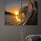 Kit 2 Telas Decorativas Mar Ondas Pôr Do Sol