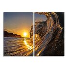 Kit 2 Telas Decorativas Mar Ondas Pôr Do Sol