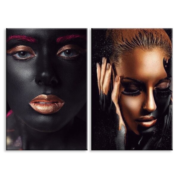 Kit 2 Telas Decorativas Mulheres Face Rose