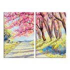 Kit 2 Telas Decorativas Paisagem Pintura Abstrata