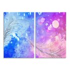 Kit 2 Telas Decorativas Pintura Aquarela Penas