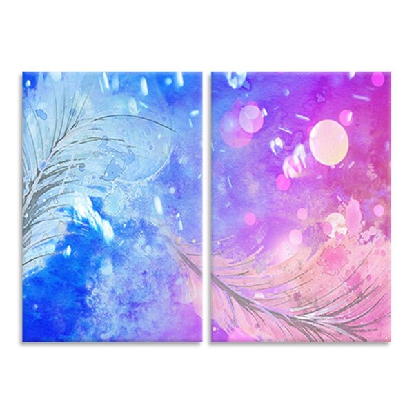 Kit 2 Telas Decorativas Pintura Aquarela Penas