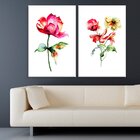 Kit 2 Telas Decorativas Pintura Flores Abstratas